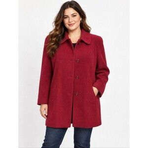 Vintage East 5th wool, red pea coat with shoulder pads 75% wool button down L